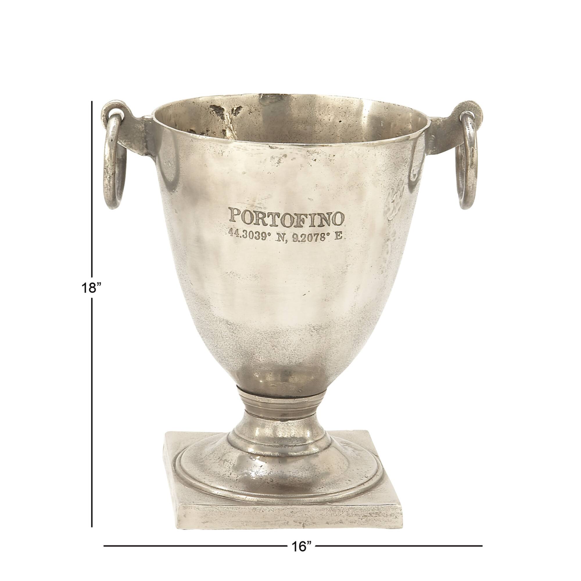 18" Silver Contemporary Metal Wine Cooler